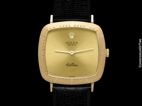 1981 Rolex Cellini Vintage Mens Handwound TV Watch, Ref. 4084 - 18K Gold