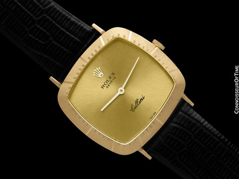 1981 Rolex Cellini Vintage Mens Handwound TV Watch, Ref. 4084 - 18K Gold