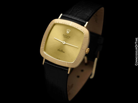 1981 Rolex Cellini Vintage Mens Handwound TV Watch, Ref. 4084 - 18K Gold