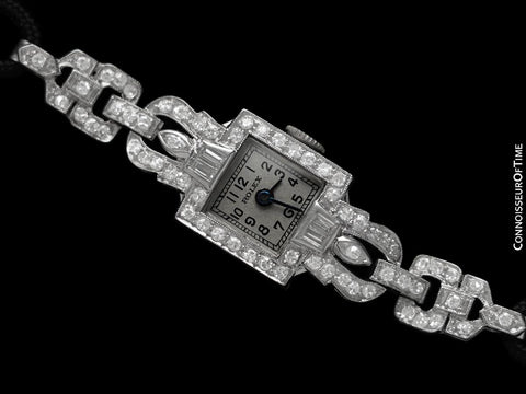 1950's Rolex Ladies Vintage Cocktail Watch - Platinum & Diamonds