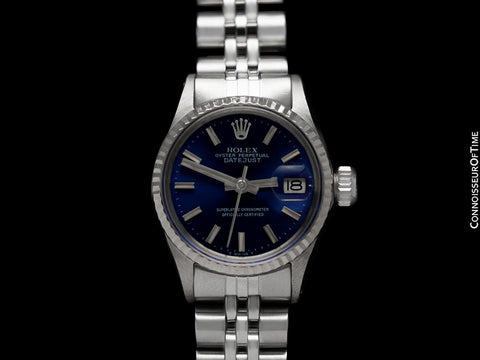 1970 Rolex Datejust Ladies Vintage Watch with Blue Dial - 18K White Gold