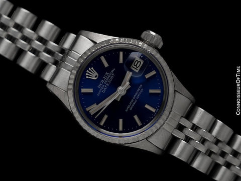 1970 Rolex Datejust Ladies Vintage Watch with Blue Dial - 18K White Gold