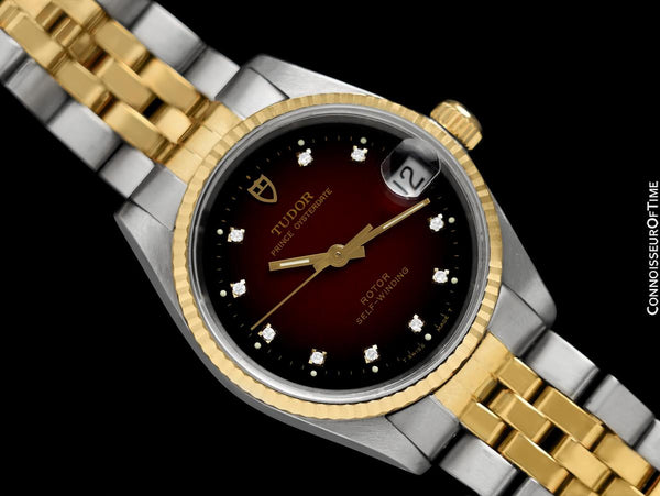 1998 Tudor (Rolex) Prince Oysterdate Mens Midsize Watch - Stainless Steel, 18K Gold & Diamonds