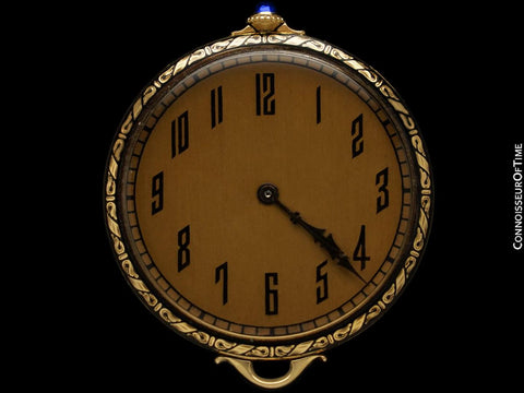 1920 Cresarrow (by Piguet with case same as V & C) Mens Rare & Unusual Art Deco 42mm Pocket Watch - 18K Gold & Enamel