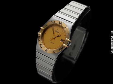 Omega Constellation Manhattan Mens 35mm Watch, Quartz, Date - Brushed Stainless Steel & 18K Gold