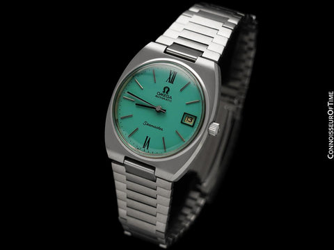 1974 Omega Seamaster Vintage Mens Bracelet Watch with Tiffany Blue Dial, Automatic, Date - Stainless Steel