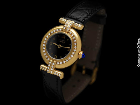 Cartier Colisee Ladies Vendome Vermeil Watch - 18K Gold over Sterling Silver with Diamonds