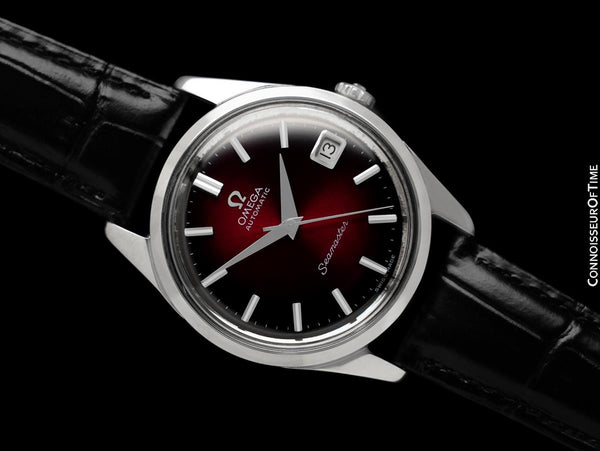 1962 Omega Seamaster Mens Vintage Watch with 562 Movement and Wine Dial - Stainless Steel