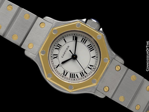 Cartier Santos Octagon Ladies Watch, Automatic - Stainless Steel & 18K Gold