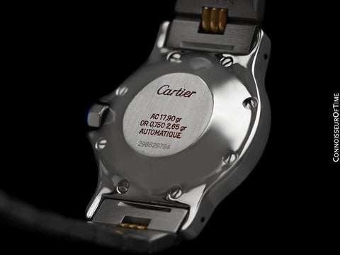 Cartier Santos Octagon Godron Mens Midsize Watch, Automatic - Stainless Steel & 18K Gold