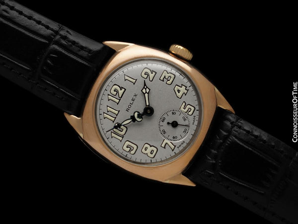 1928 Rolex Art Deco Vintage Mens Midsize Art Deco Watch - 9K Rose Gold