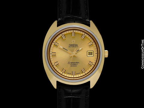 1971 Omega Seamaster Cosmic 2000 Vintage Retro Mens Dive Watch - 14K Gold Shell