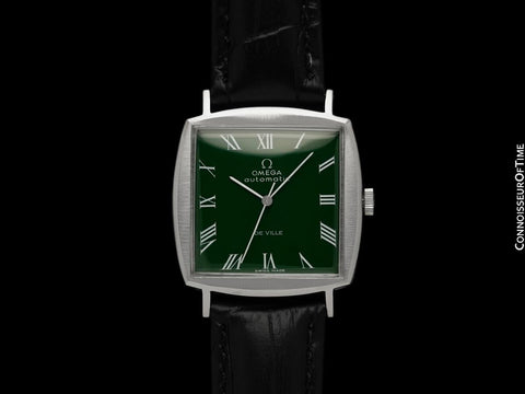 1966 Omega De Ville Vintage Mens Automatic Classic Retro Watch with Green Dial - Stainless Steel