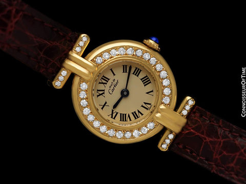 Cartier Colisee Ladies Vendome Vermeil Watch 18K Gold over Sterling Silver with Diamonds - Papers & Box