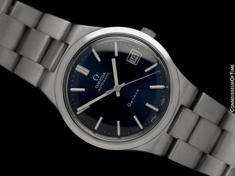 1973 Omega Geneve Vintage Mens Automatic Bracelet Watch, Quick-Setting Date - Stainless Steel