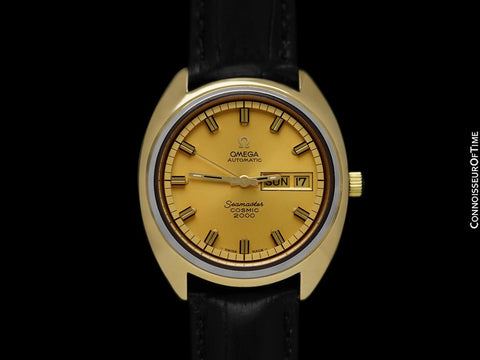 1970's Omega Seamaster Cosmic 2000 Vintage Retro Mens Dive Watch - 14K Gold Shell