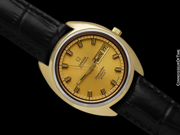 1970's Omega Seamaster Cosmic 2000 Vintage Retro Mens Dive Watch - 14K Gold Shell