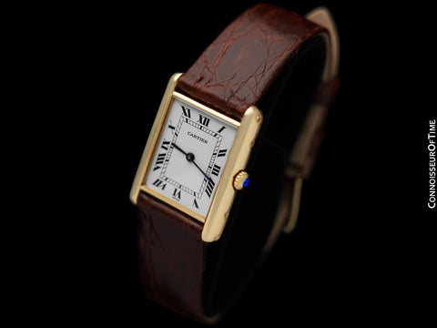 Cartier Tank Louis Mens Midsize Quartz Solid 18K Gold Watch - Papers