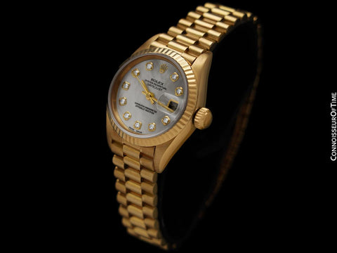 Rolex Ladies President Datejust 18K Gold & Rolex Factory Diamond Watch, W Serial 69178 - Papers & Booklets