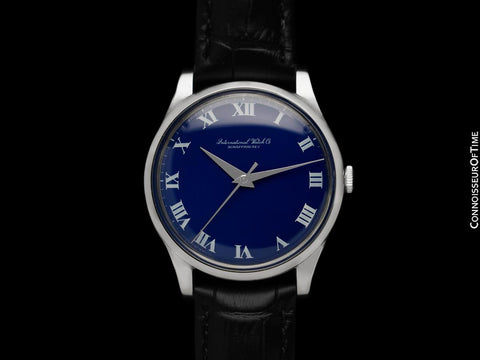 1960 IWC Vintage Mens Handwound Watch with Navy Blue Dial, Caliber 89 - Stainless Steel