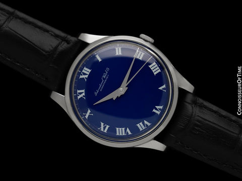 1960 IWC Vintage Mens Handwound Watch with Navy Blue Dial, Caliber 89 - Stainless Steel