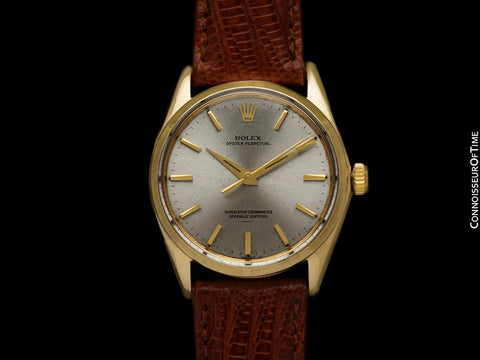 1964 Rolex Oyster Perpetual Vintage Mens Watch with Rare Underline Dial - 14K Gold