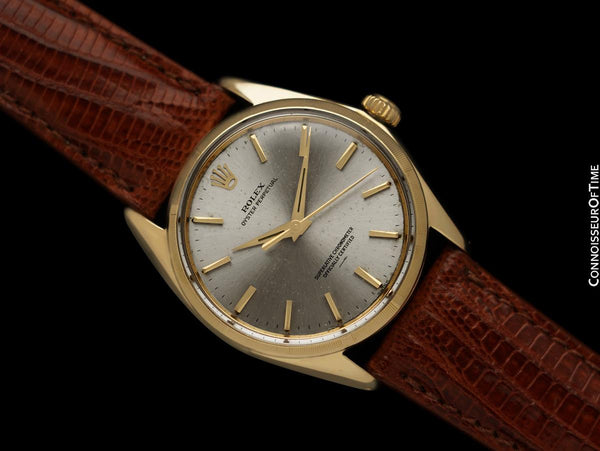 1964 Rolex Oyster Perpetual Vintage Mens Watch with Rare Underline Dial - 14K Gold