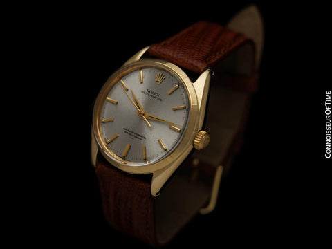 1964 Rolex Oyster Perpetual Vintage Mens Watch with Rare Underline Dial - 14K Gold