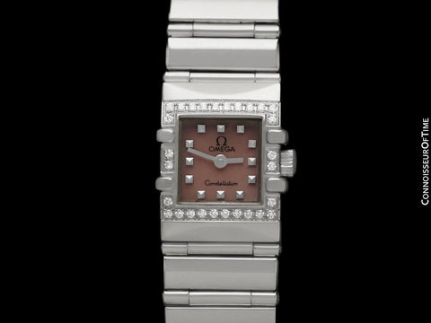 Omega Ladies Constellation Quadra Watch - Stainless Steel & Original Omega Factory Set Diamonds