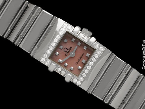 Omega Ladies Constellation Quadra Watch - Stainless Steel & Original Omega Factory Set Diamonds