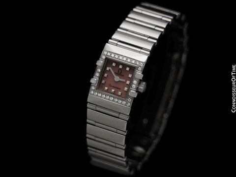 Omega Ladies Constellation Quadra Watch - Stainless Steel & Original Omega Factory Set Diamonds