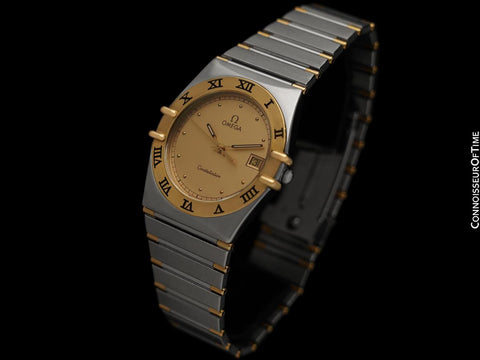 Omega Constellation Manhattan Mens 35mm Watch, Quartz, Date - Brushed Stainless Steel & 18K Gold