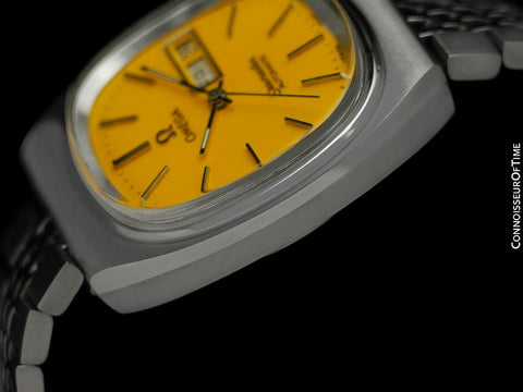 c. 1982 Omega Seamaster Vintage Mens Automatic, Day Date Watch with Golden Yellow Dial -  Stainless Steel