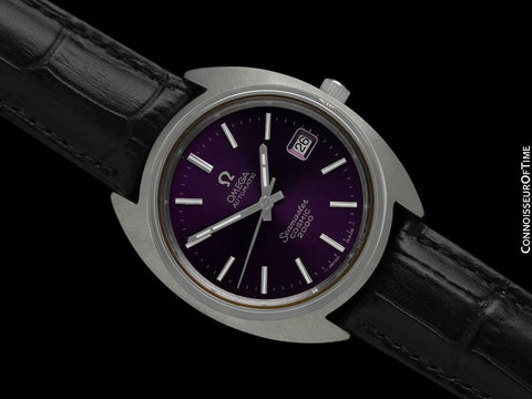 1972 Omega Seamaster Cosmic 2000 Vintage Retro Mens Purple Dial Dive Watch, Date - Stainless Steel