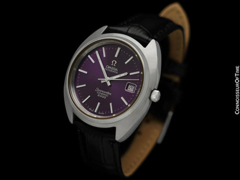 1972 Omega Seamaster Cosmic 2000 Vintage Retro Mens Purple Dial Dive Watch, Date - Stainless Steel