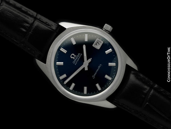 1972 Omega Seamaster Mens Vintage Full Size Royal Blue Dial Watch - Stainless Steel