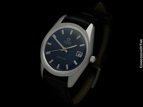 1972 Omega Seamaster Mens Vintage Full Size Royal Blue Dial Watch - Stainless Steel