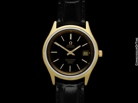 1973 Omega Seamaster Cosmic 2000 Vintage Retro Mens Dive Watch - 14K Gold Shell