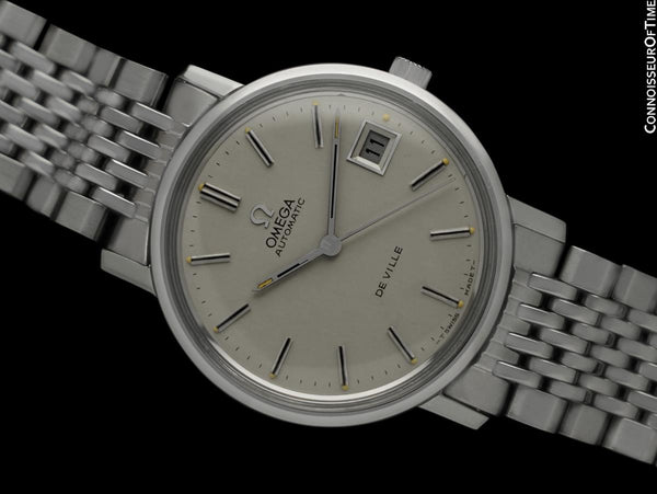 1973 Omega De Ville Vintage Mens Full Size Automatic Watch with Beads of Rice Bracelet - Stainless Steel