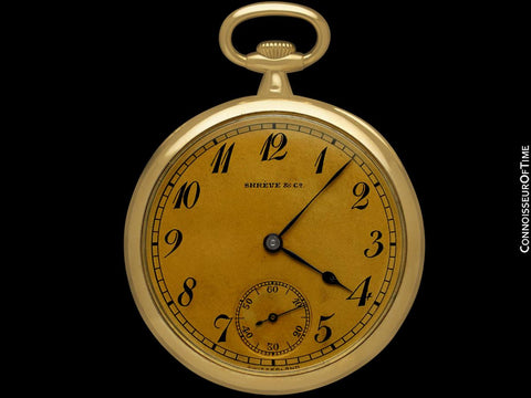 1912 Patek Philippe Shreve & Co. & Antique Mens 44mm Pocket Watch - 18K Gold