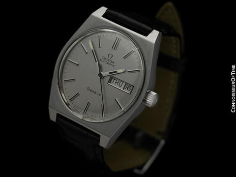 1972 Omega Geneve Vintage Retro Automatic Day Date Mens Watch - Stainless Steel