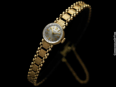 1970's Rolex Vintage Ladies Handwound Bracelet Watch with Box - 14K Gold