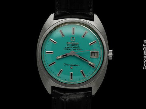 1969 Omega Constellation "C" Chronometer Vintage Mens Watch with Tiffany Blue Dial - Stainless Steel