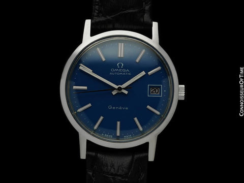 1973 Omega Geneve Vintage Mens Byzantine Blue Automatic Watch - Stainless Steel