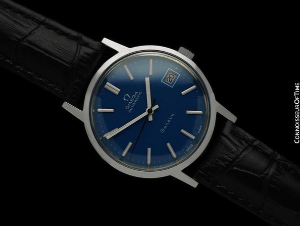 1973 Omega Geneve Vintage Mens Byzantine Blue Automatic Watch - Stainless Steel