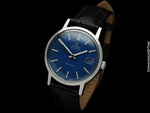 1973 Omega Geneve Vintage Mens Byzantine Blue Automatic Watch - Stainless Steel