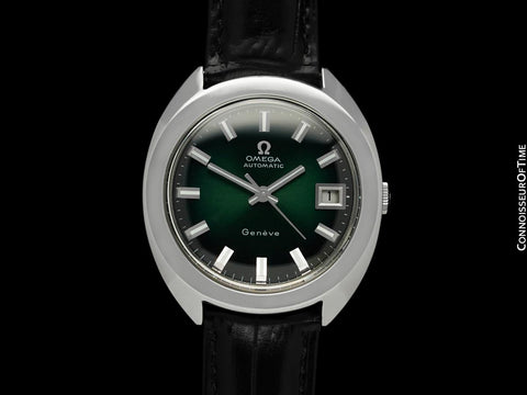 1969 Omega Geneve Vintage Mens Large 37mm Cal. 565 Watch with Emerald Green Dial - Stainless Steel