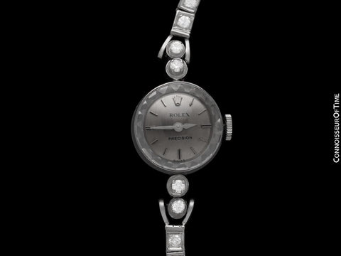 1960's Rolex Ladies Dress Watch with Bracelet - 14K White Gold & Diamonds