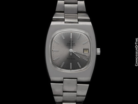 1974 Omega Geneve Vintage Mens Automatic Bracelet Watch, Quick-Setting Date - Stainless Steel