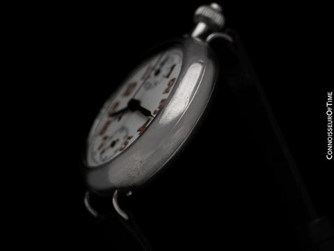 1910's Heuer Vintage Large Mens Sporting / Aviator's Single Button Chronograph - Sterling Silver